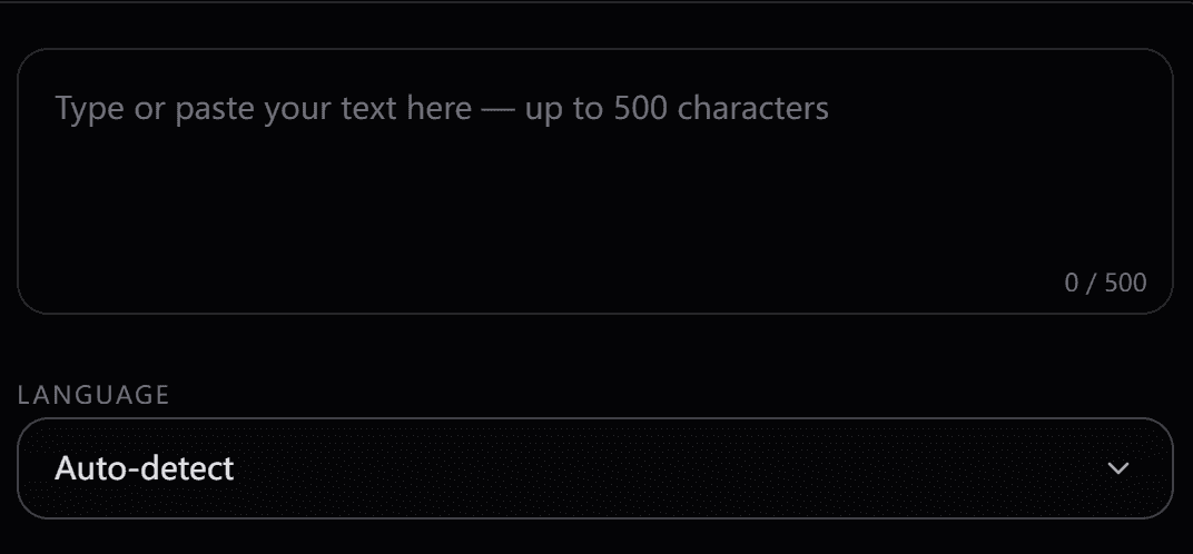 Voice description input with example placeholder text highlighted