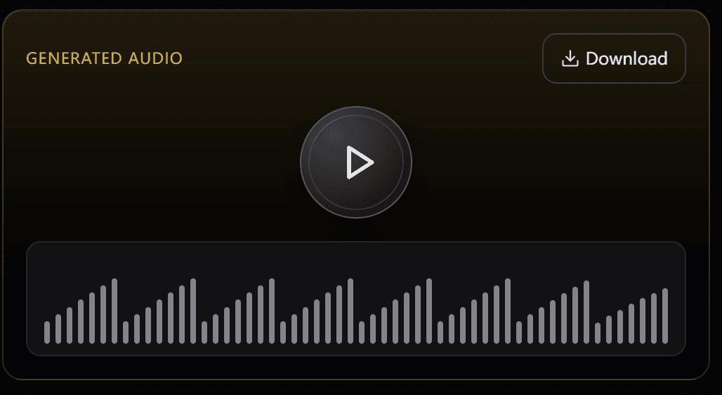 Generated audio player with download control
