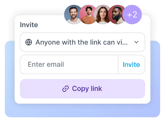 Export and share panel with copy link action