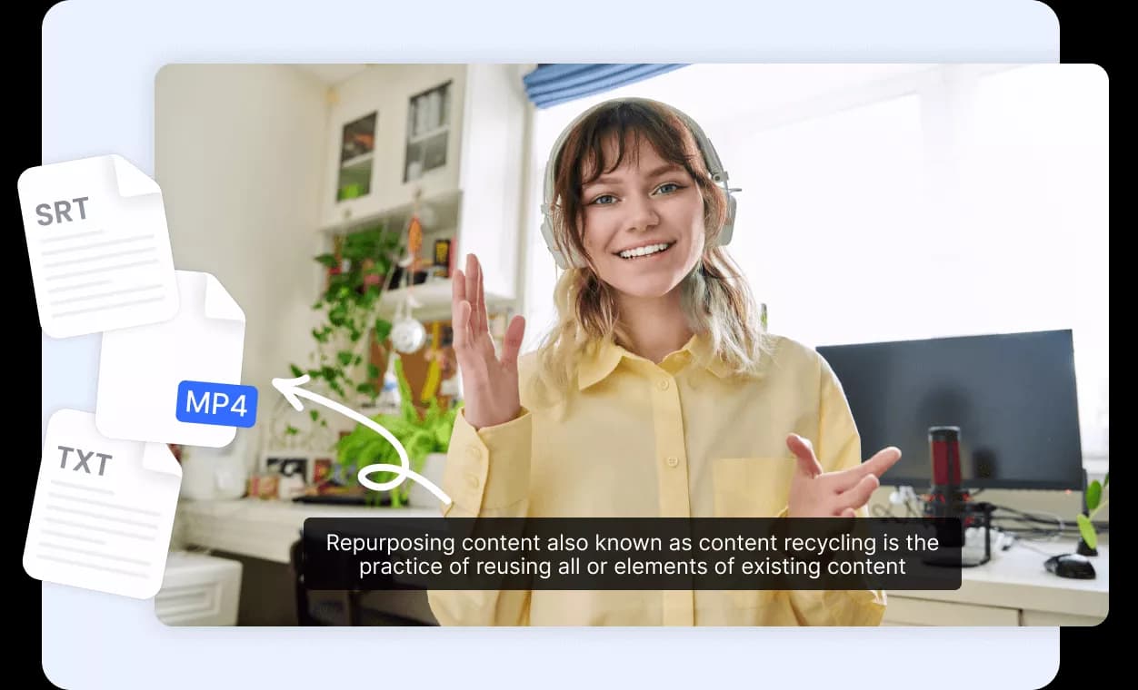Creator video being converted into MP4 SRT and TXT assets